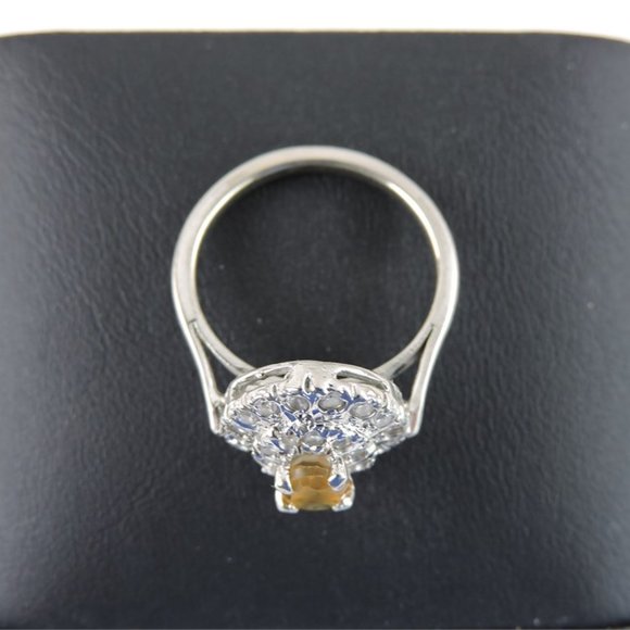 Cubic Zirconia & Oval Cut Yellow Stone Fashion Ring - Picture 4 of 5